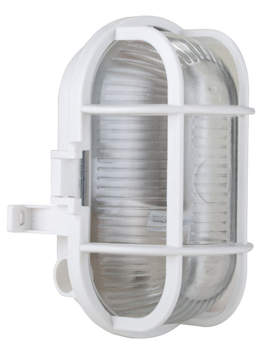 Oval vegglampe hvit